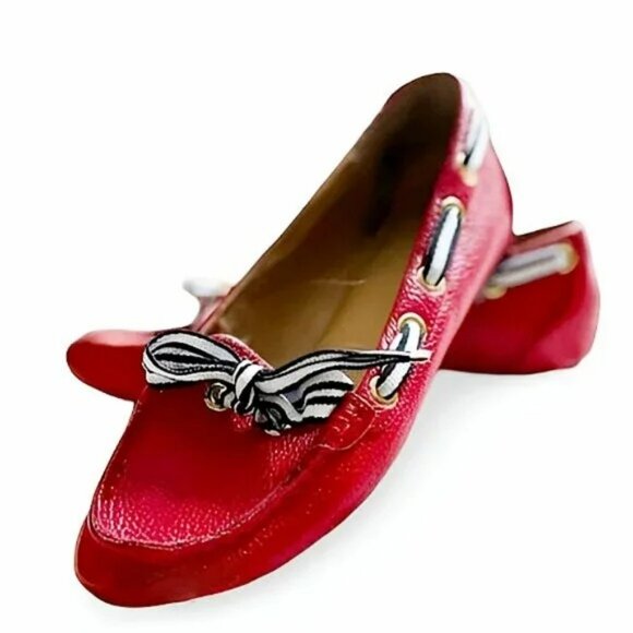 Marco Santi Soft Red Leather Blue Gossamer July 4th Loafers Flats Moccasins 8
